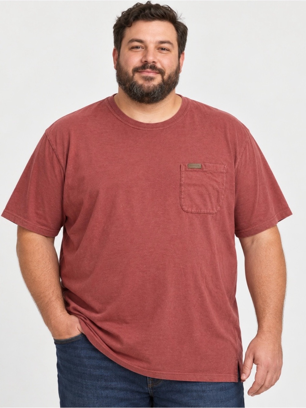 Pendleton Men’s XXL Faded Red Cotton Pocket T-Shirt Leather Logo Casual Tee